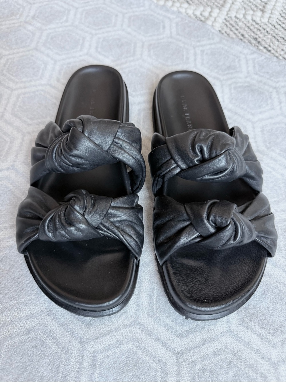 Dear Frances Tye Slide Knot Sandals Leather Black Women’s EU 39 Italy Luxury